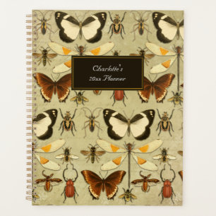 Vintage Butterflies Pattern Warm Yellow Orange Planner