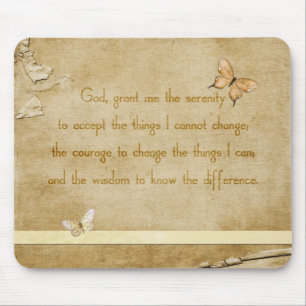 Vintage Butterflies Serenity Prayer Mouse Pad