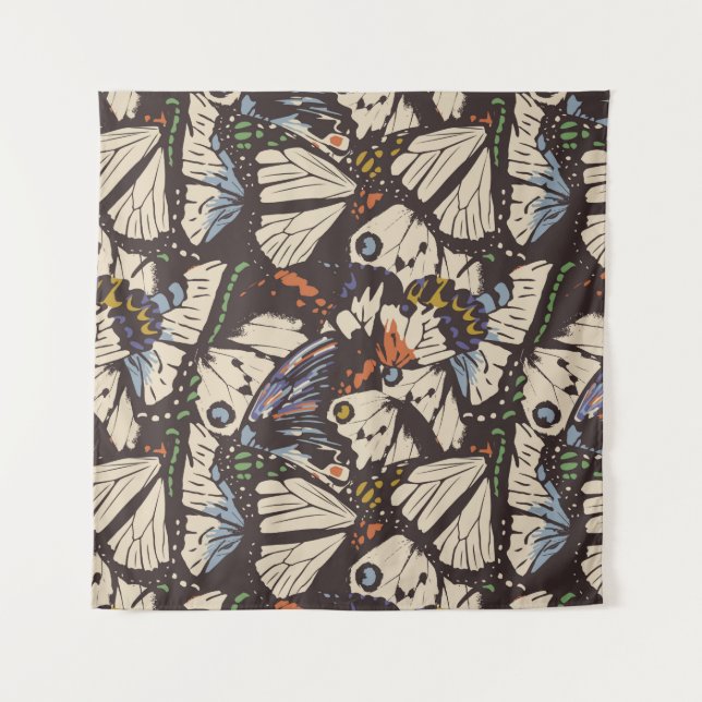Vintage butterflies surface pattern. Colourful,  t Tapestry (Front)