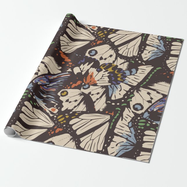 Vintage butterflies surface pattern. Colourful,  t Wrapping Paper (Unrolled)