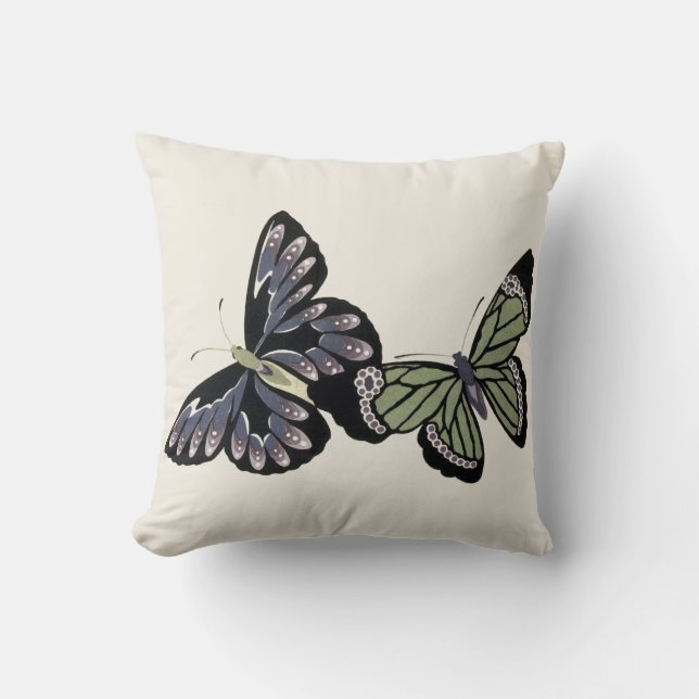 Vintage Butterflies Throw Pillow (Front)
