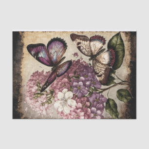 Vintage Butterflies with Flowers Tissue Paper