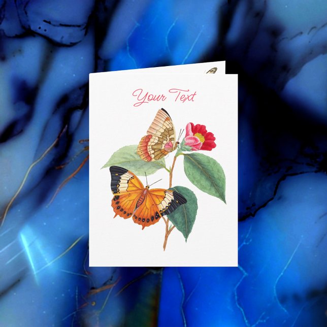 Vintage Butterflies, Your Text & Message, White Invitation (Creator Uploaded)