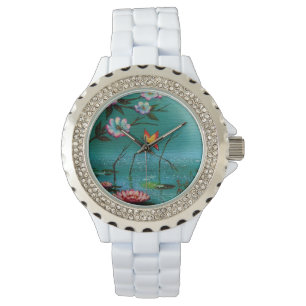 Vintage Butterfly and Flowers Watch