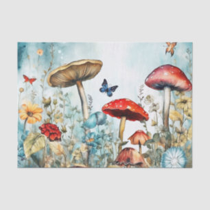 Vintage Butterfly and Mushroom Whimsical Retro Tissue Paper