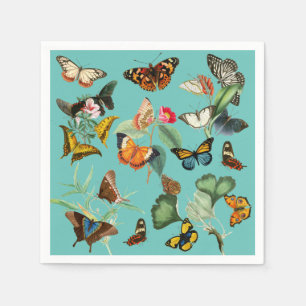 Vintage Butterfly Art, Many Kinds and Colours Napkin