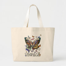 Vintage Butterfly Boho Cotton Tote Bag