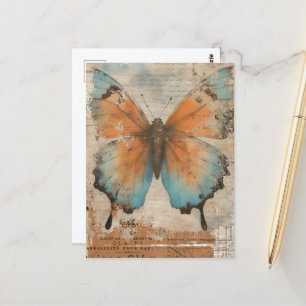 Vintage Butterfly Collage Postcard