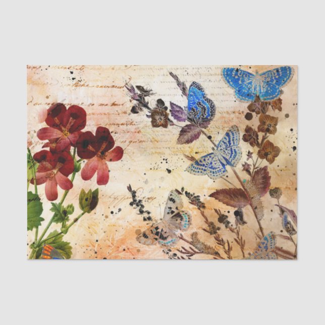 Vintage Butterfly Collage Tissue Paper (Front)