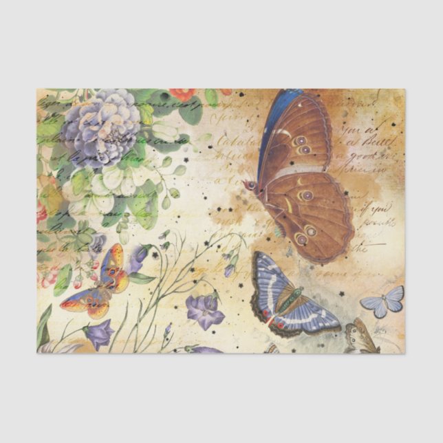 Vintage Butterfly Collage Tissue Paper (Front)