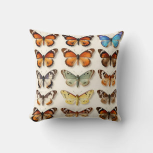 Vintage Butterfly Collection Grid Display Throw Pillow