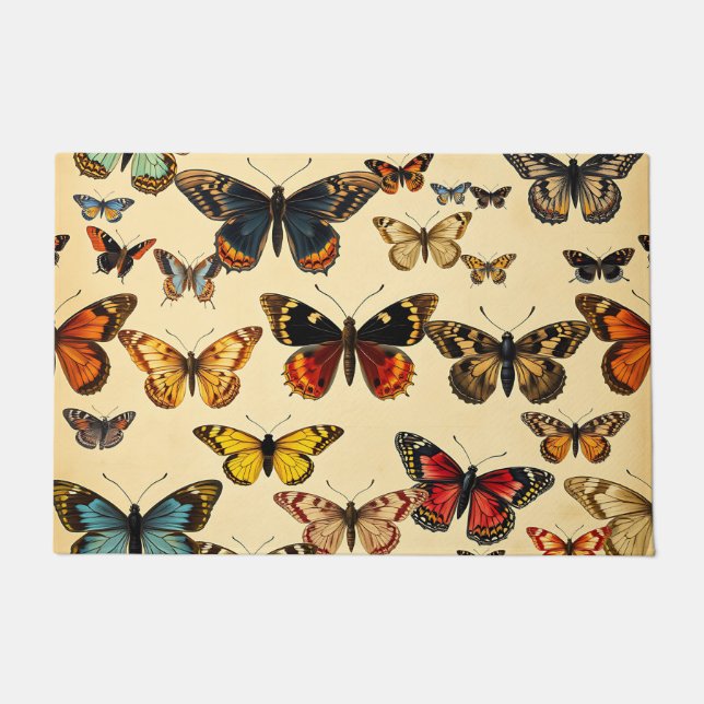 Vintage Butterfly Collection Pattern Doormat (Front)
