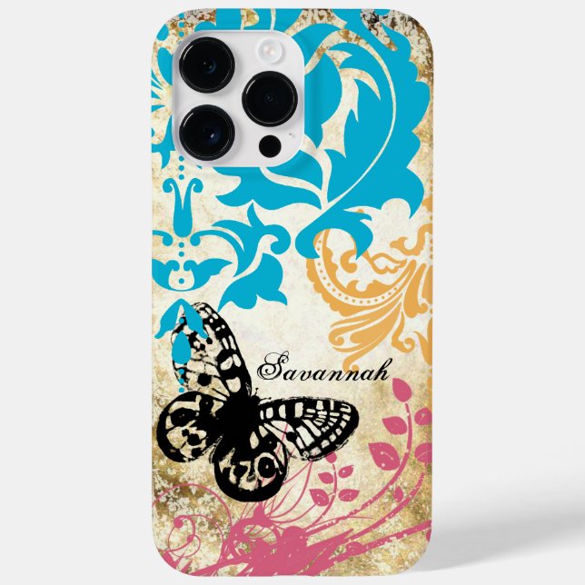 Vintage Butterfly Damask iPhone Case (Back)