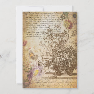 Vintage Butterfly Engraved Botanical Card