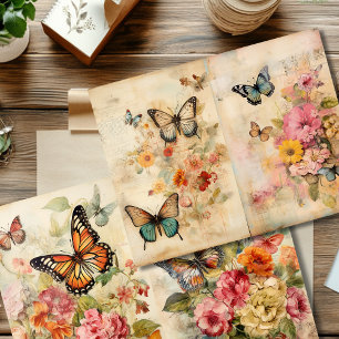 Vintage Butterfly & Floral Double-Sided Scrapbook 