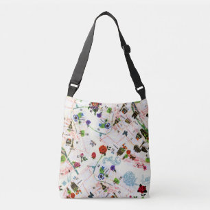 Vintage Butterfly Floral Paris Street Watercolor Crossbody Bag