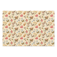 Vintage Butterfly & Flowers 3 Flat Sheet Gift Wrap