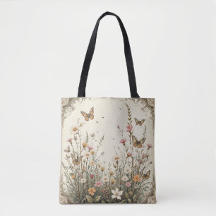 Vintage Butterfly Garden Tote Bag