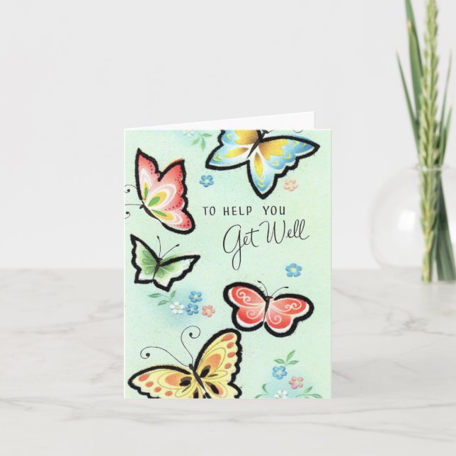 Vintage Butterfly Get Well Card (Front)
