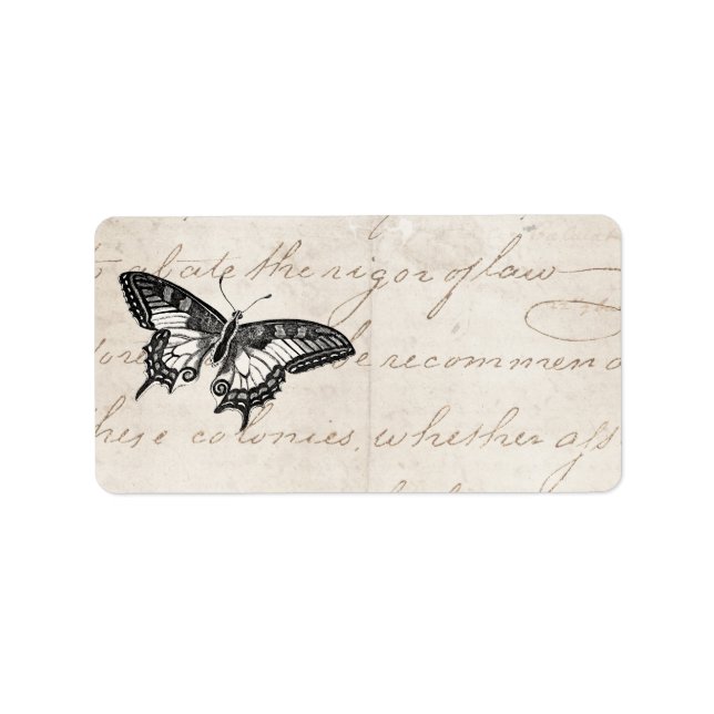 Vintage Butterfly Illustration 1800's Butterflies Label (Front)