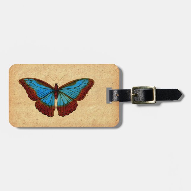 Vintage Butterfly Illustration Luggage Tag (Front Horizontal)