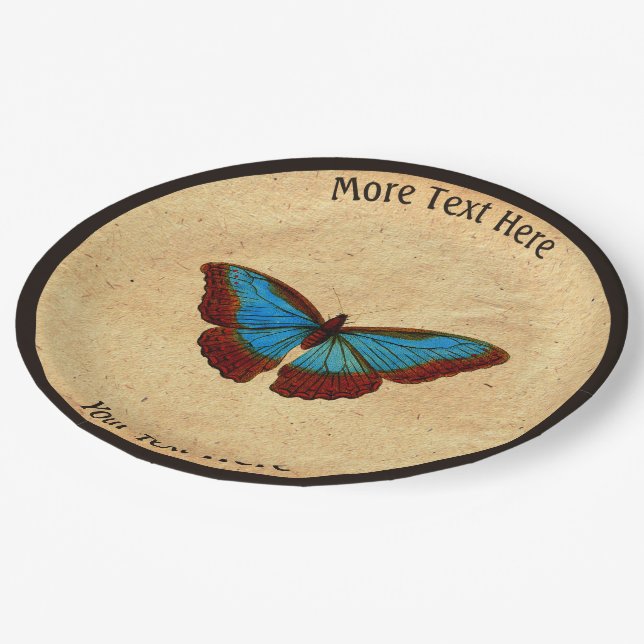 Vintage Butterfly Illustration Paper Plate (Angled)