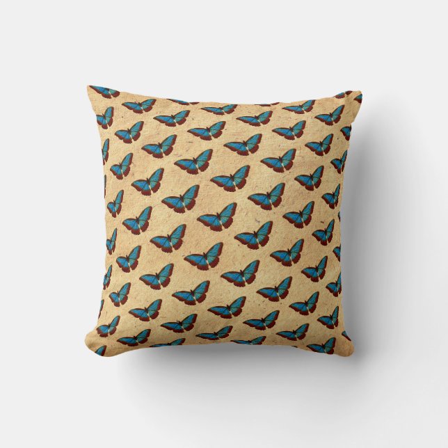 Vintage Butterfly Illustration Throw Pillow (Front)