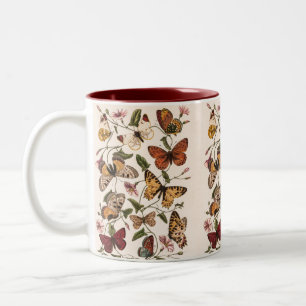 Vintage Butterfly & Moth by Paul Gervais Two-Tone Coffee Mug
