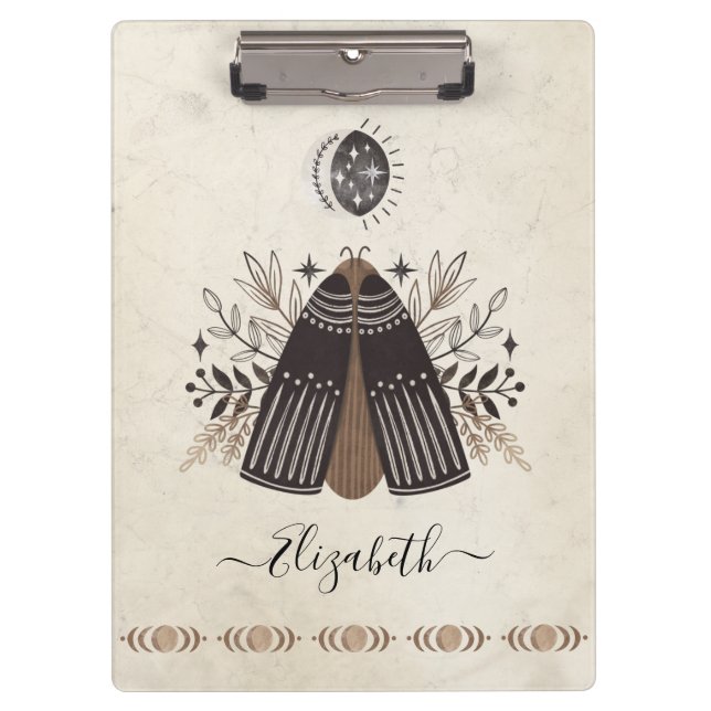 Vintage Butterfly Moth Illustration Clipboard (Front)