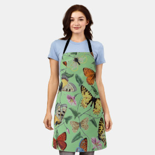 Vintage Butterfly & Moth Painting, Light Green Apron