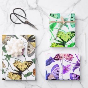 Vintage Butterfly & Moth Painting Wrapping Paper Sheet