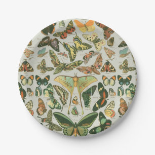 Vintage Butterfly Moth Pattern Print Paper Plate