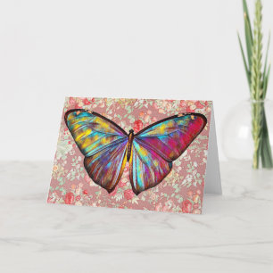 Vintage Butterfly on Pattern Art Note Card 2