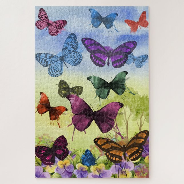 Vintage Butterfly Papillon Old Illustration Art Jigsaw Puzzle (Vertical)