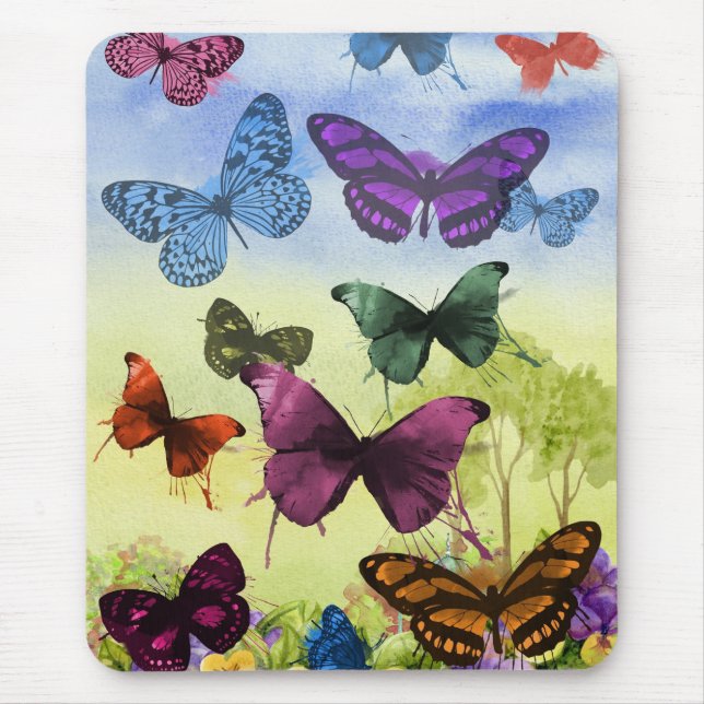 Vintage Butterfly Papillon Old Illustration Art Mouse Pad (Front)