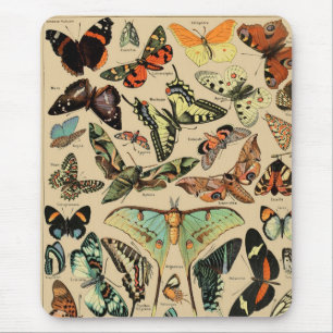 Vintage butterfly/papillons mouse mat