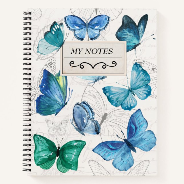 Vintage Butterfly  Personalized Name Notebook (Front)