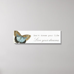 Vintage butterfly positive inspirational quote canvas print