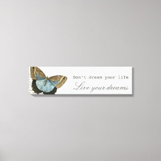 Vintage butterfly positive inspirational quote canvas print