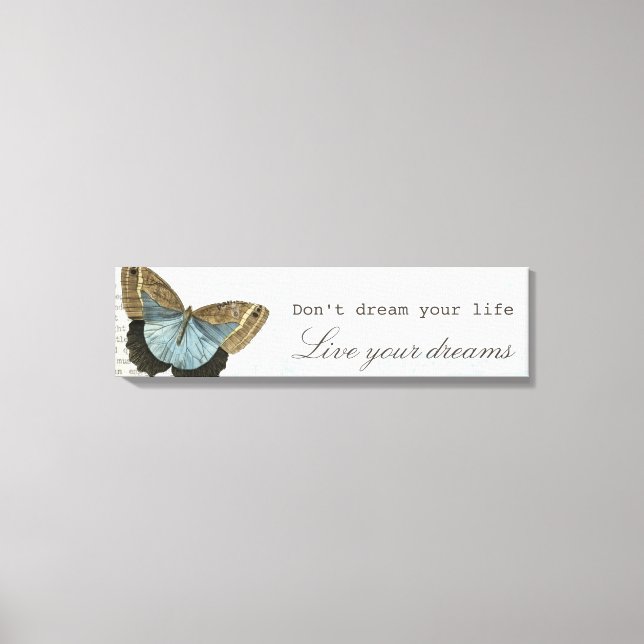 Vintage butterfly positive inspirational quote canvas print (Front)
