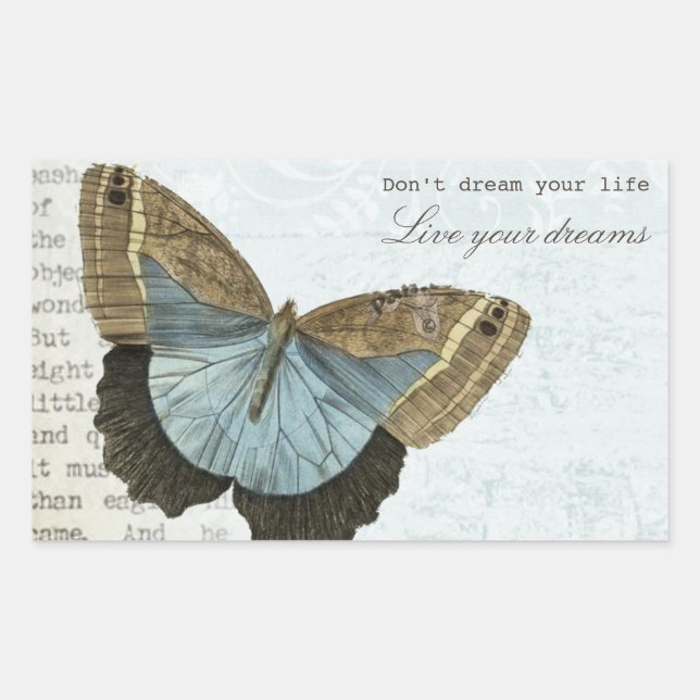 Vintage butterfly positive inspirational quote sticker (Front)