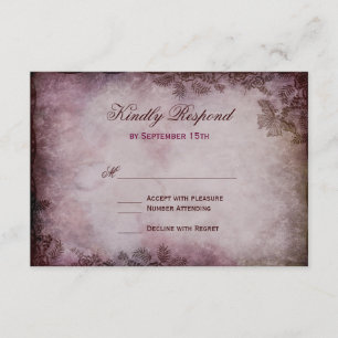 Vintage Butterfly Purple Rustic Wedding RSVP Cards