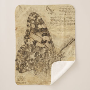 Vintage Butterfly   Rustic Style   Decoupage Sherpa Blanket