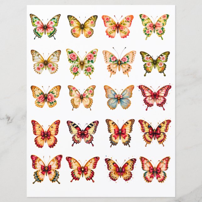 Vintage Butterfly Scrapbook Embellishments (Front)