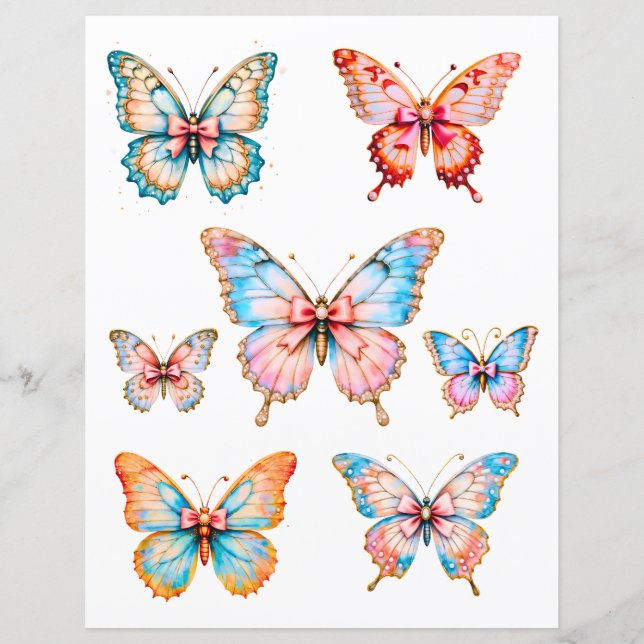 Vintage Butterfly Scrapbook Paper Embellishments (Front)