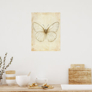 Vintage Butterfly Sketch: Elegant Nature Art Poster