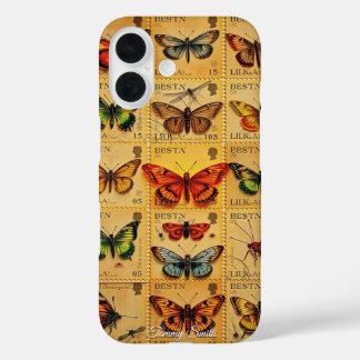 Vintage Butterfly Stamps  iPhone 16 Case