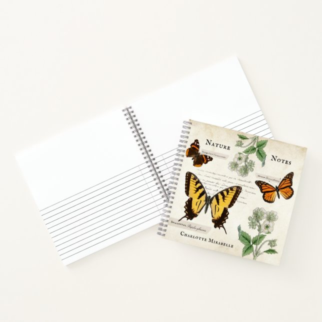 Vintage Butterfly Swallowtail Monarch Painted Lady Notebook (Inside)