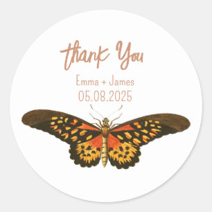 Vintage Butterfly Thank You Sticker