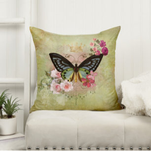 Vintage Butterfly Throw Pillow